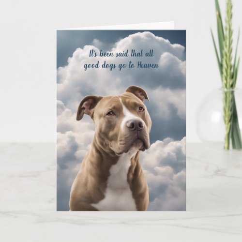 Loss of Brown Pitbull Dog Heaven Sympathy Card