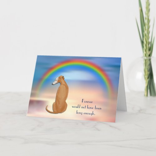 Loss of Brown Whippet Dog Rainbow Sympathy Card