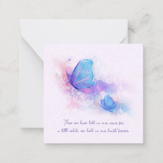 Loss of Child Infant Stillborn Butterfly Sympathy Note Card (Front)