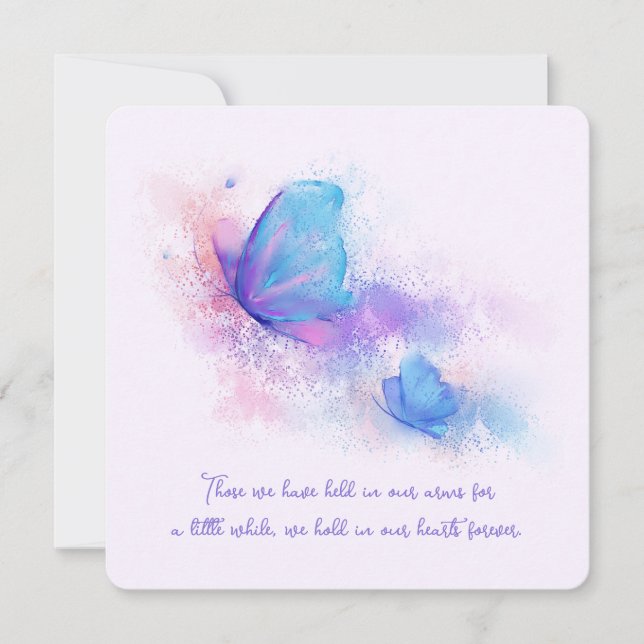 Loss of Child Infant Stillborn Butterfly Sympathy Note Card (Front)