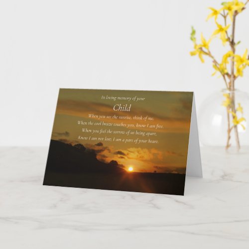 Loss of Child Sympathy Card with Spiritual Poem