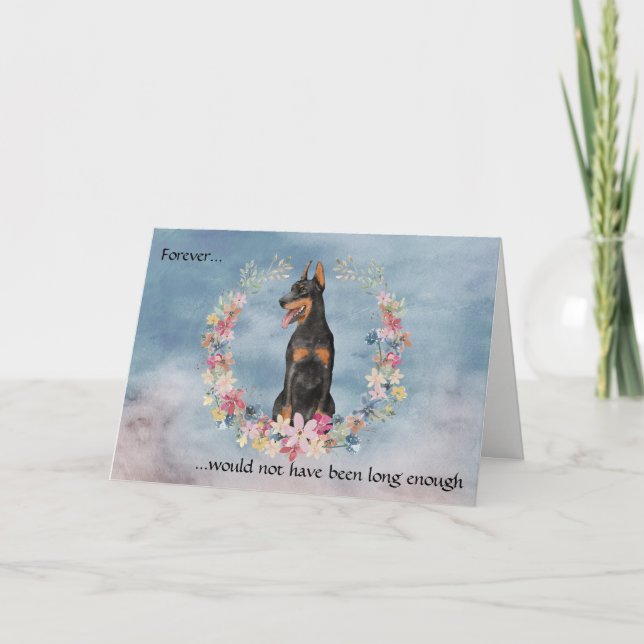 Loss of Doberman Pinscher Floral Sympathy Card (Front)