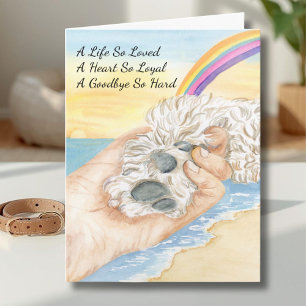 Loss of Dog Paw being Held By Hand With Rainbow  Card