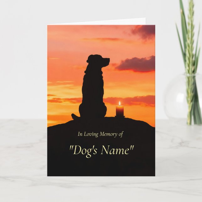 Loss of Dog Pet Sympathy Sunset Memorial Card (Front)