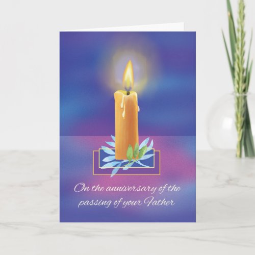 Loss of Father Anniversary Religious Candle Card