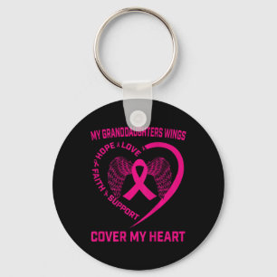 Loss Of Granddaughter Breast Cancer Heart Wings Ck Keychain