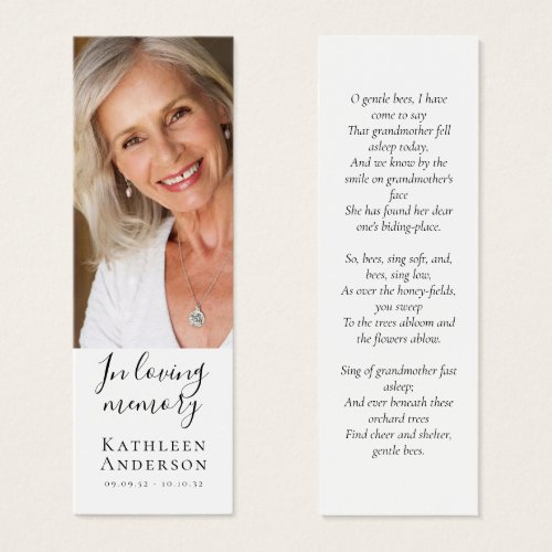 Loss of Grandmother Sympathy Poem Bookmark