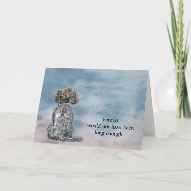 Loss of Gray Black Poodle Condolence Sympathy Card (Front)