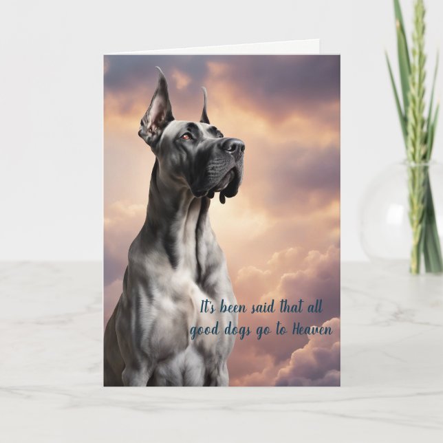 Loss of Gray Great Dane Dog Heaven Sympathy Card (Front)