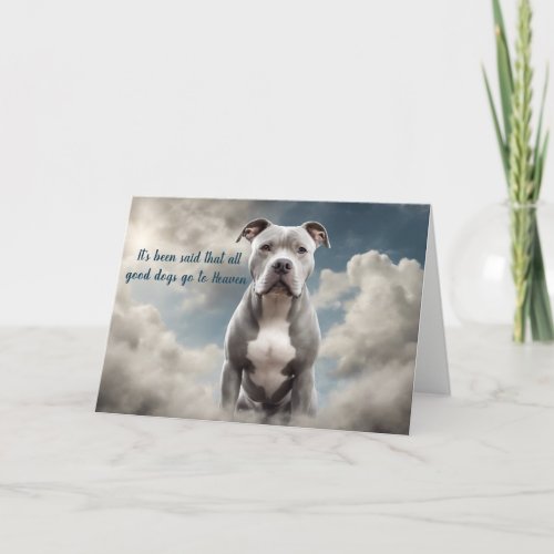 Loss of Gray Pitbull Dog Heaven Sympathy Holiday Card