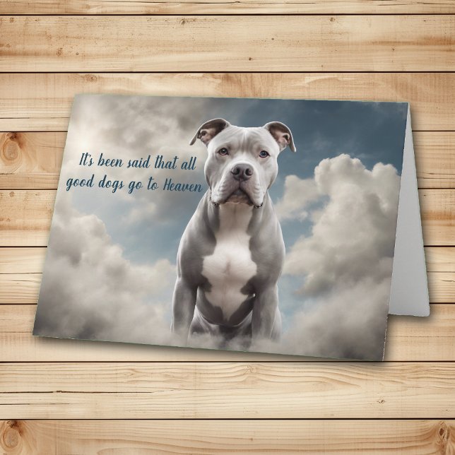 Loss of Gray Pitbull Dog Heaven Sympathy Holiday Card (Creator Uploaded)