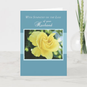 Loss of Husband with Yellow Rose, Sympathy Card