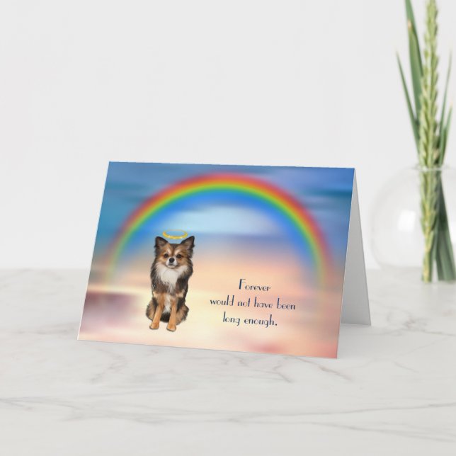 Loss of Long Hair Chihuahua Rainbow Sympathy Card (Front)