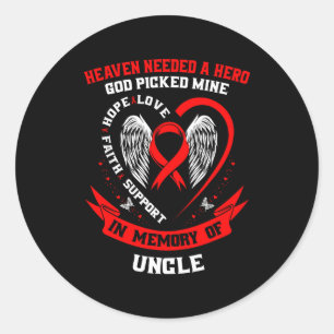 Loss Of Loved One Uncle Heart Disease Awareness Pr Classic Round Sticker