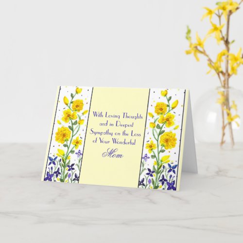 Loss of Mom Yellow Purple Flowers Sympathy Card