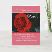 Loss of Mother, Sympathy Red Rose, Religious