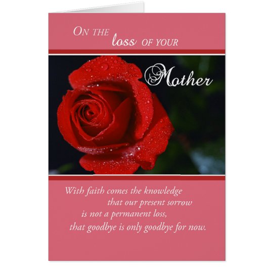 Loss Of Mother Sympathy Red Rose Religious Card