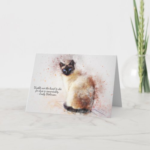 Loss of Pet Cat Siamese Custom Sympathy Card