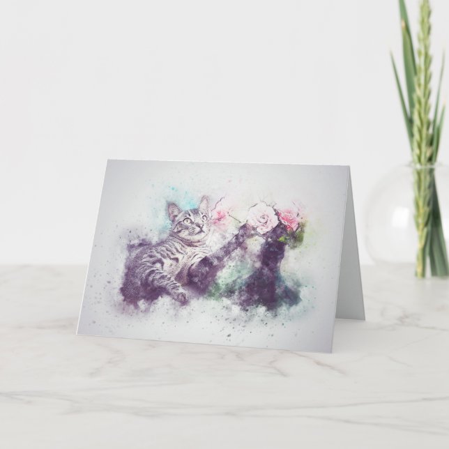 Loss of Pet Cat (Tabby) Custom Sympathy Card (Front)