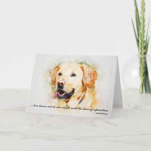 Loss of Pet Dog Yellow Lab Custom Sympathy Card