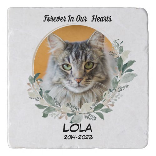 Loss of Pet Gift Custom Photo Cat Memorial Stone Trivet