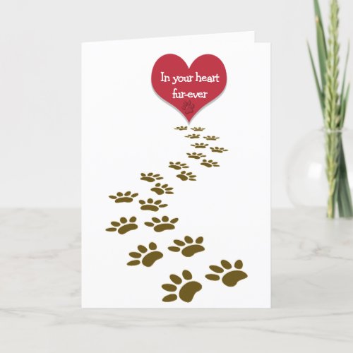 Loss of Pet Paw Prints and Heart Card