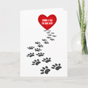 Loss of Pet Paw Prints With Red Heart  Card