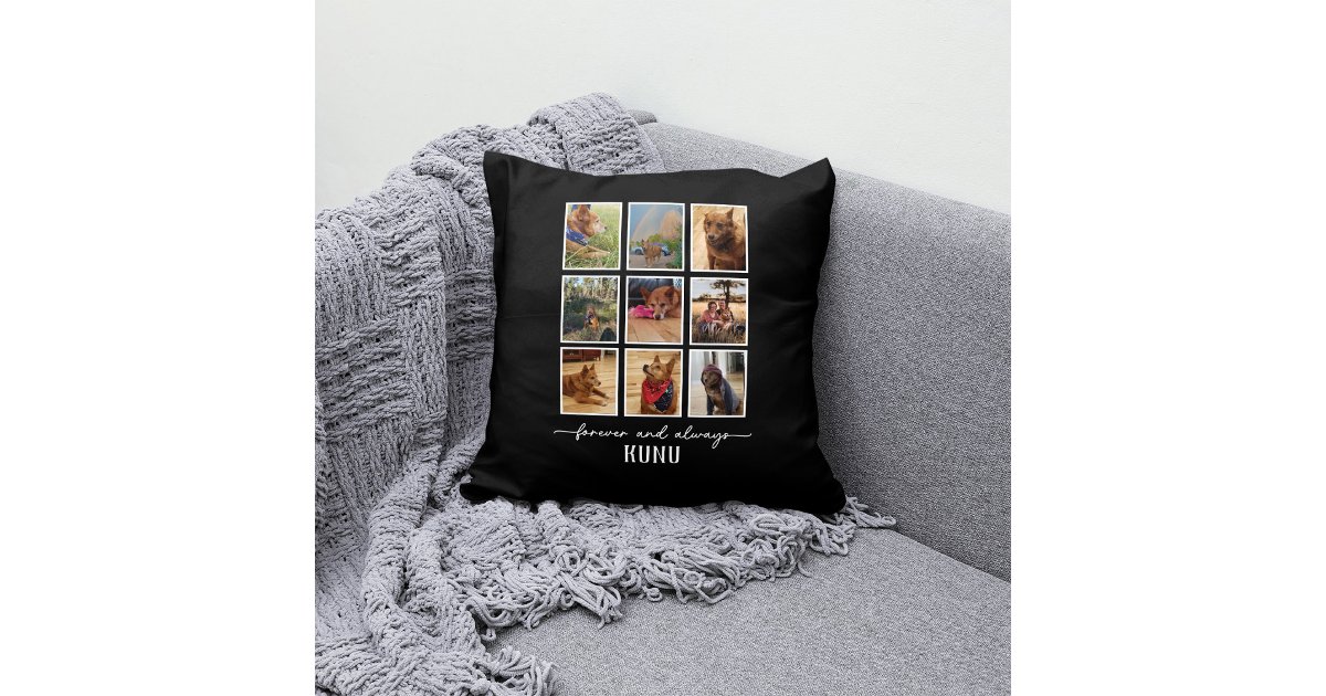 Loss of Pet Personalized Memorial Photo Collage Throw Pillow | Zazzle