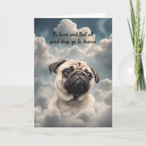 Loss of Pug Dog Heaven Sympathy Card
