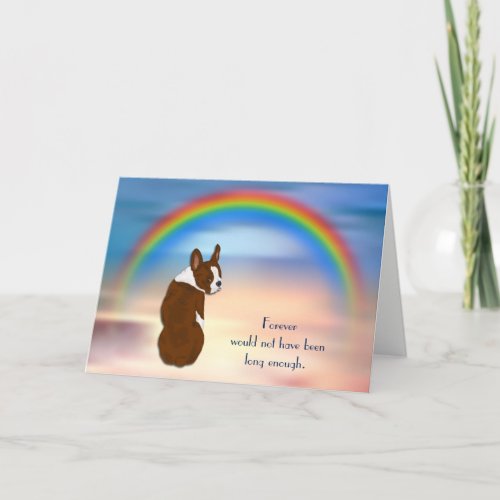 Loss of Red Boston Terrier Rainbow Sympathy Card