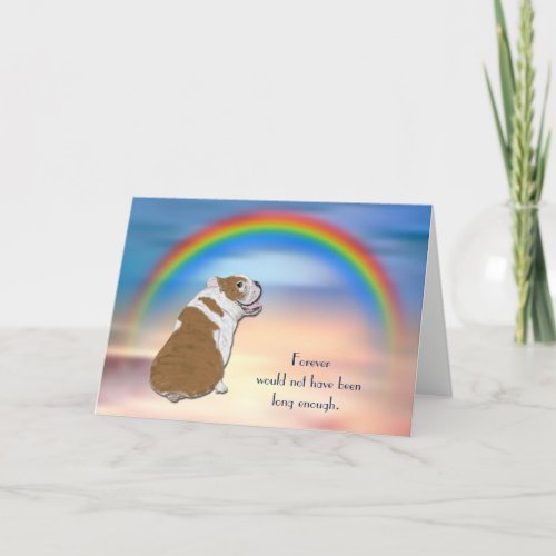 Loss of Red Bulldog Rainbow Sympathy Card