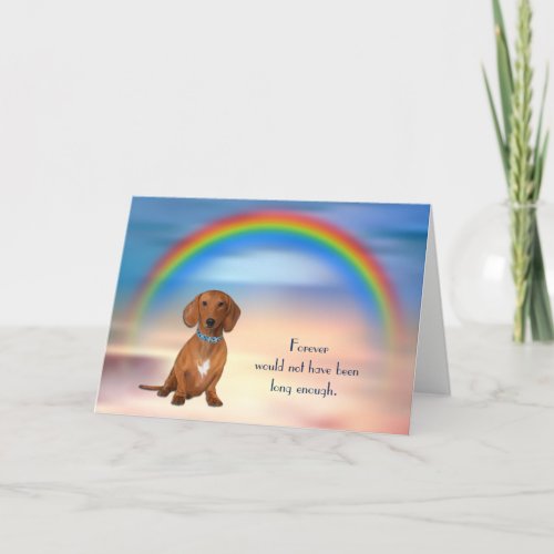 Loss of Red Dachshund Dog Rainbow Sympathy Card