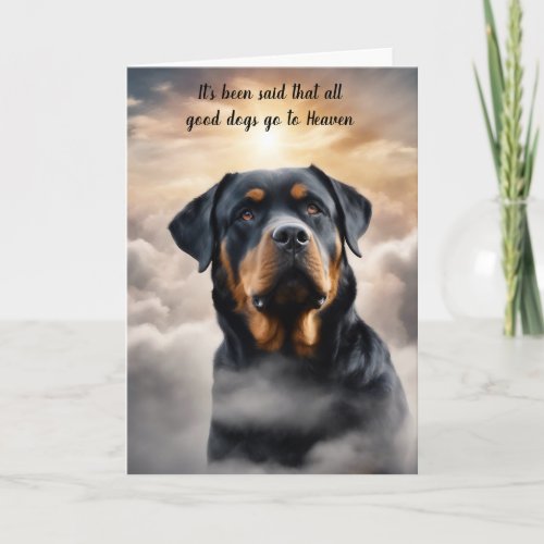 Loss of Rottweiler Dog Heaven Sympathy Holiday Card