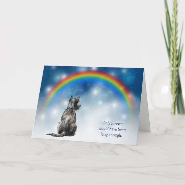 Loss of Scottish Terrier Dog Night Lights Sympathy Holiday Card (Front)