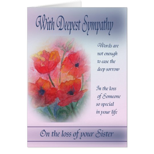 Loss of Sister - With Deepest Sympathy Card | Zazzle.com