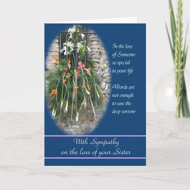 6.75 x 4.75 Inches Words and Wishes with Deepest Sympathy On The Sad Loss of Your Sister Card