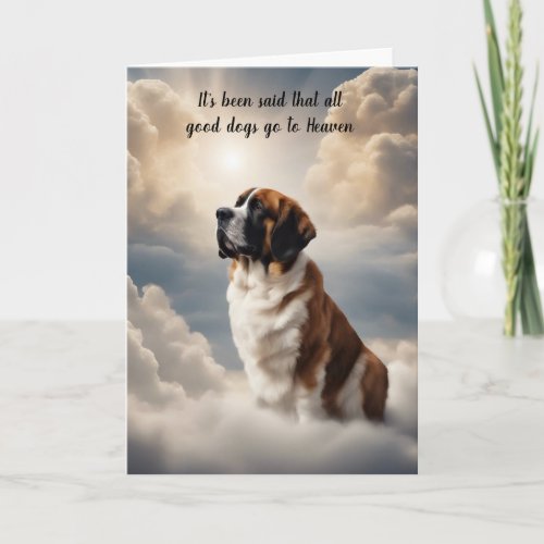 Loss of St Bernard Dog Heaven Sympathy Holiday Card