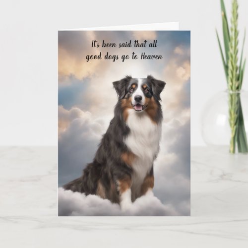 Loss of Tri Color Aussie Dog Heaven Sympathy Holiday Card