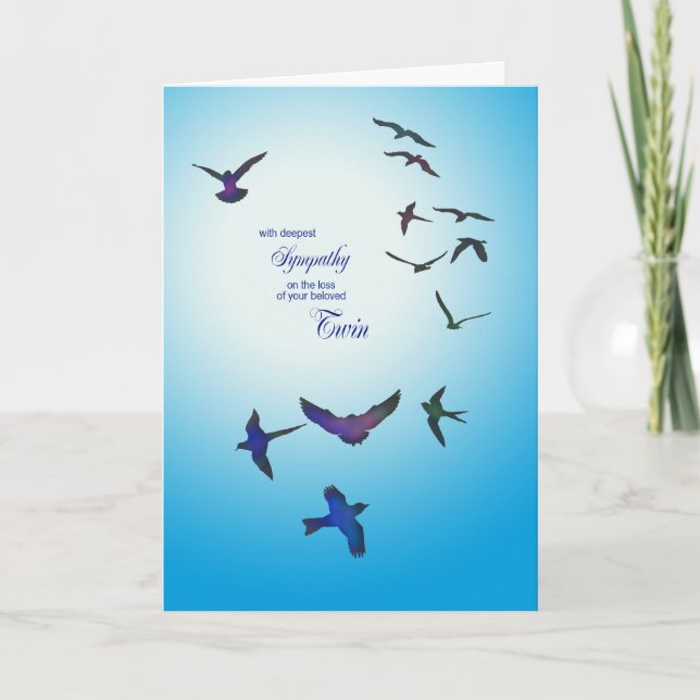Loss of twin, sympathy card, flying birds card (Front)