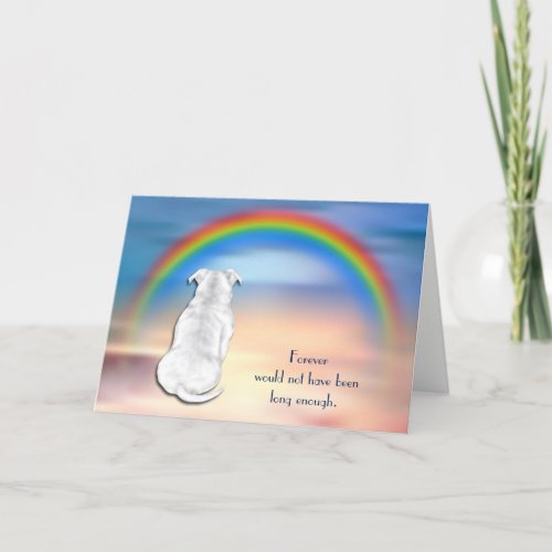 Loss of White American Bully Dog Rainbow Sympathy Holiday Card