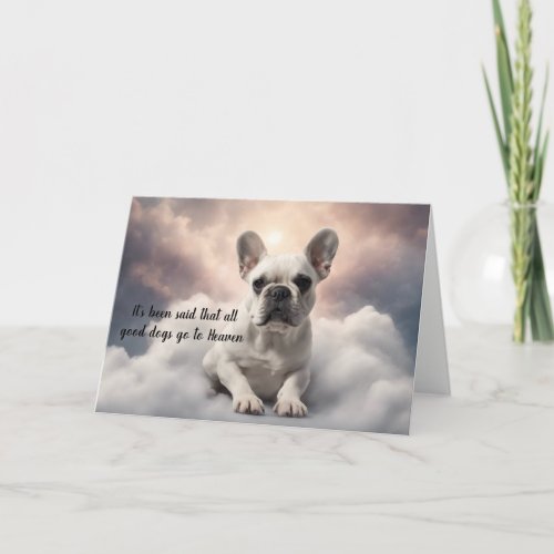 Loss of White French Bulldog Heaven Sympathy Holiday Card