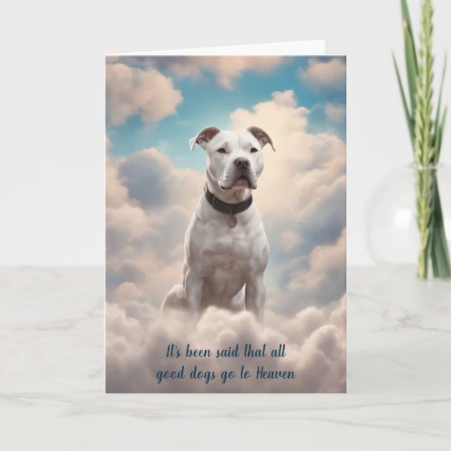Loss of White Pitbull Dog Heaven Sympathy Card