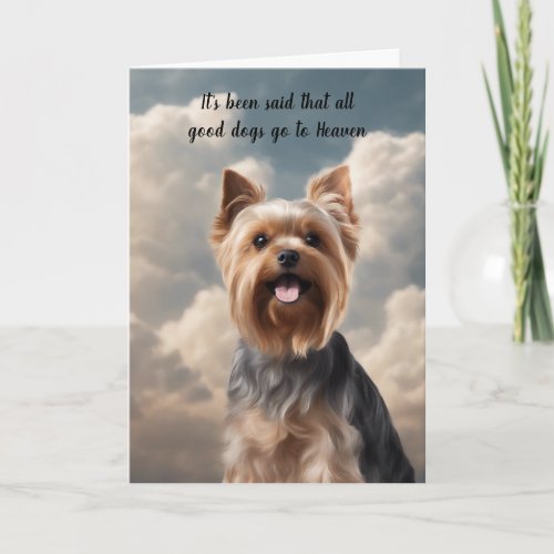 Loss of Yorkshire Terrier Dog Heaven Sympathy Holiday Card