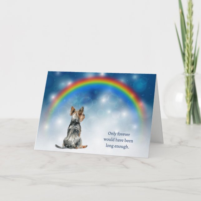 Loss of Yorkshire Terrier Night Lights Holiday Card (Front)