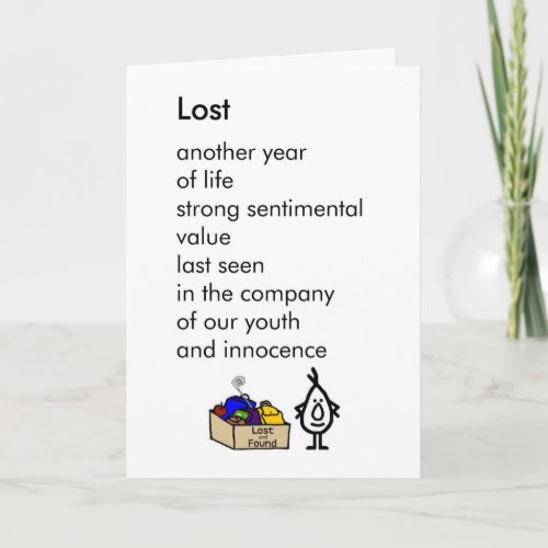 Lost _  a funny and sentimental birthday poem card