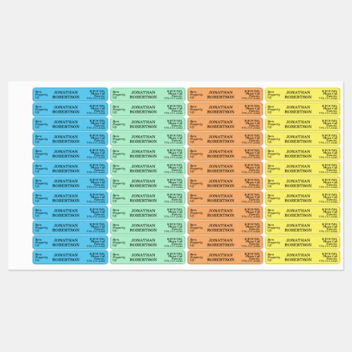 Lost and Found Blue Green Iron On Waterproof Kids Labels