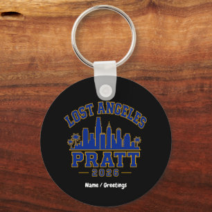 Lost Angeles Pratt 2026 Skyline Varsity Retro Blue Keychain