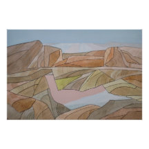 Lost Beach Watercolor Line Art Print