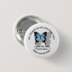 Lost Blue Backed Butterfly Family Home Address Button