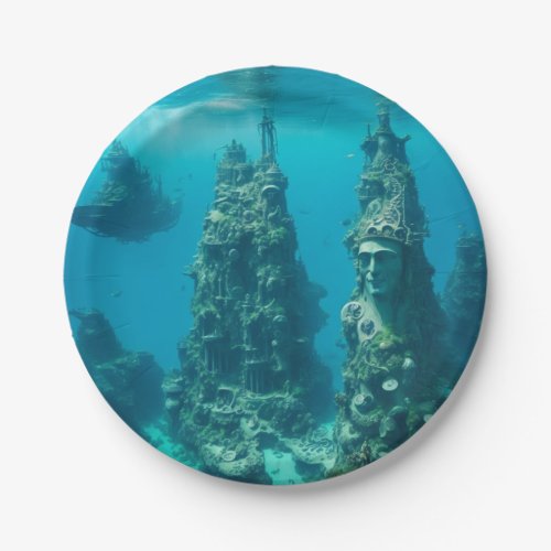 Lost Cities Beneath Giant Underwater Statues Paper Plates